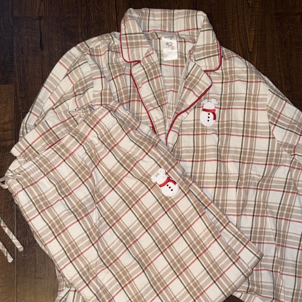 Disney Plaid Pajama Set with Snowman Mickey